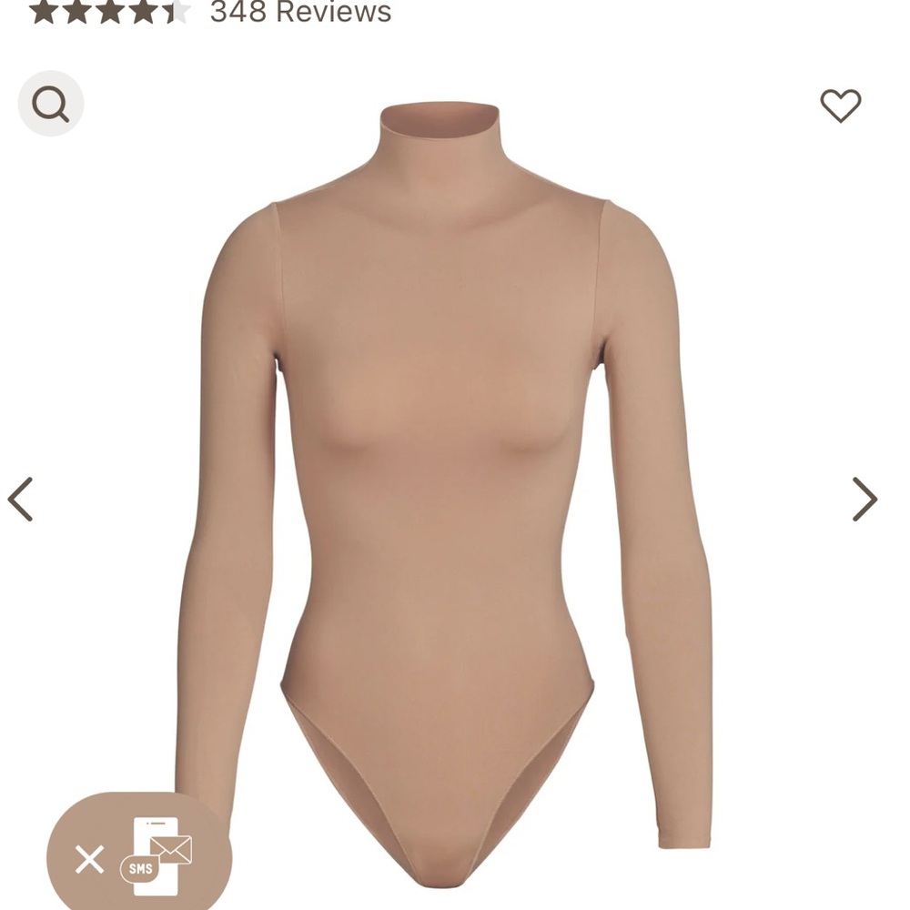 SKIMS Essential Mock Neck Long Sleeve Bodysuit Sienna Tan - Picture 11 of 11